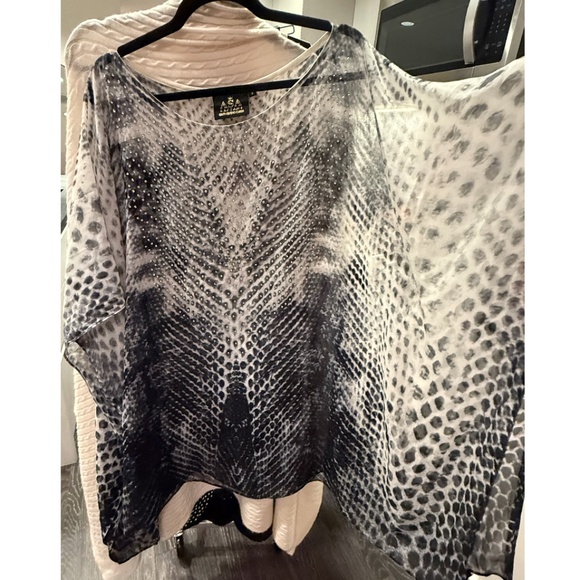 ASA Kaftan - blues/greys/black with crystals - elegant lightweight kaftan O/S - Picture 5 of 12